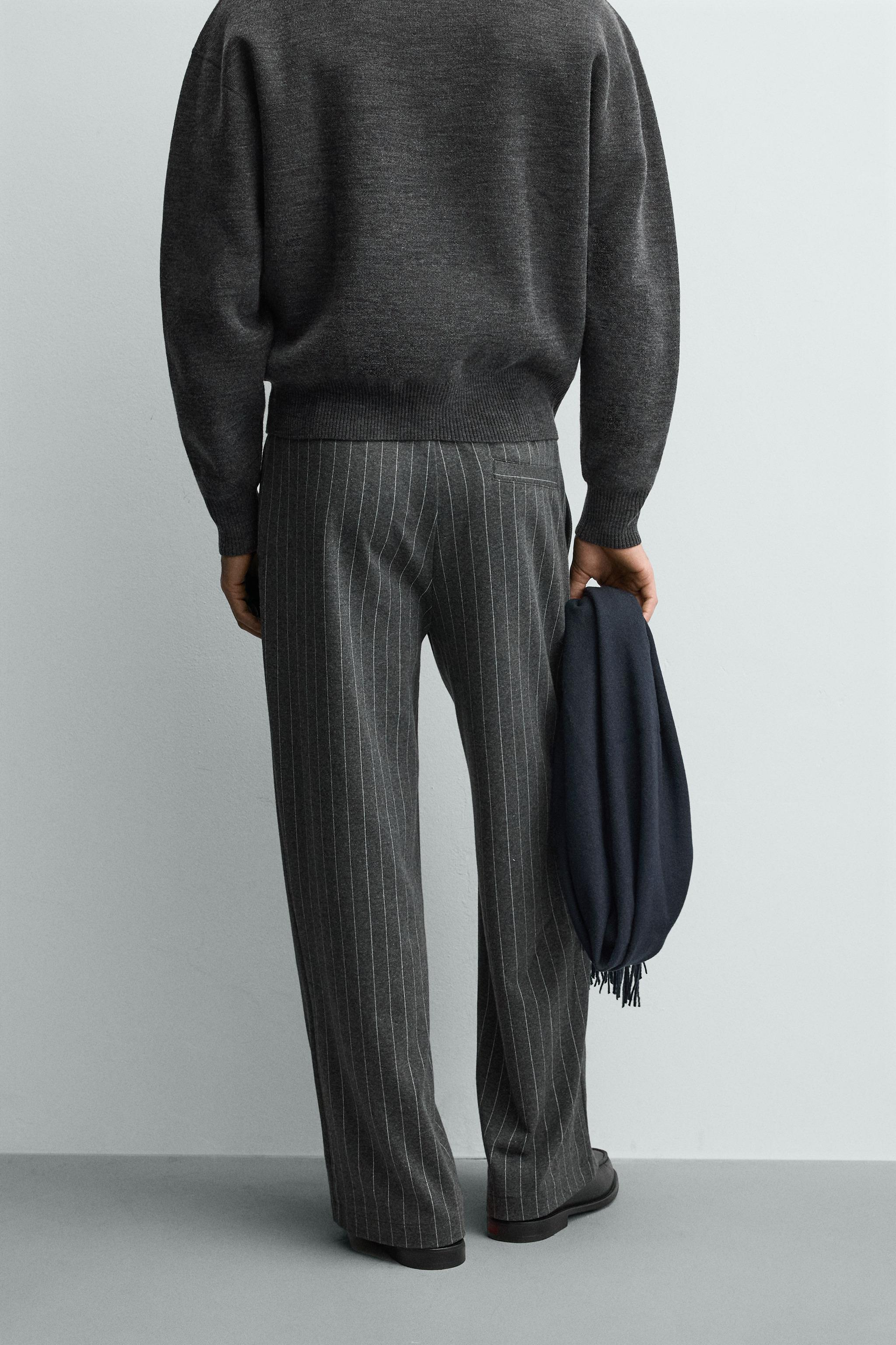 PINSTRIPE PLEATED PANTS
